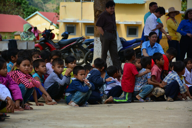 students is waiting schoolyard